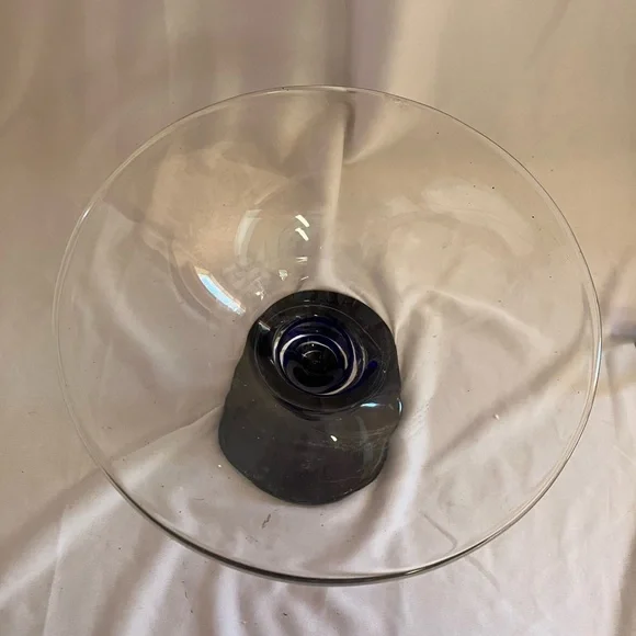 Elegant Glass Compote with Navy Base - Picture 3 of 9